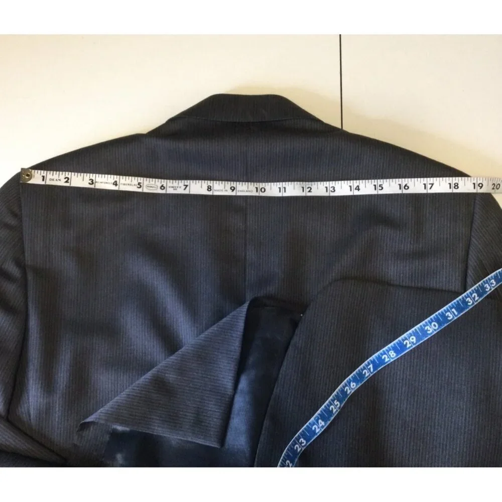 Joseph Abboud Nordstrom Mens Worsted Wool Suit 41R W35 Gray Pinstripe Jacket